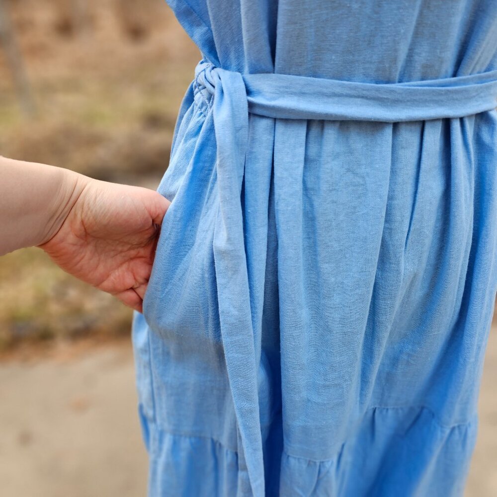 NWT Adyson Parker Blue Midi Dress Sleeveless Size Large - Picture 5 of 12